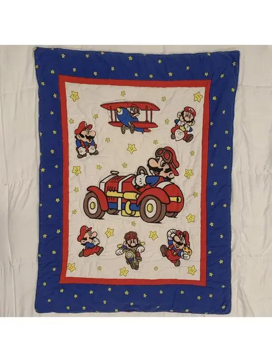Vintage Super Mario Nintendo Baby Blanket Quilt Comforter 32”x41” crib size - Picture 1 of 9